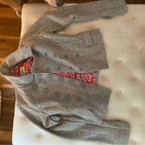 Abercrombie & Fitch Y2K Gray Wool Pea Coat Women’s Size Medium Herringbone VTG